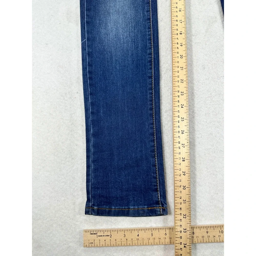Luxury Group Womens Dark Wash Skinny Jeans Size 30 Button Fly Floral Waistband